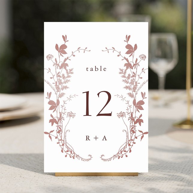 Romantic Dusty Rose Botanical Wedding Table Number (Creator Uploaded)