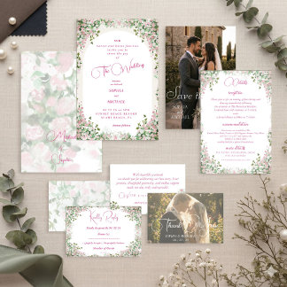 Romantic Dusty Rose Floral Arch Wedding Invitation