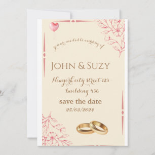 Romantic Dusty Rose Floral Wedding Invitation  