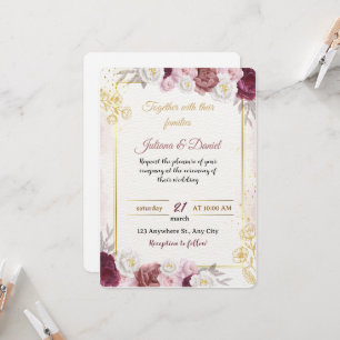 Romantic Dusty Rose Floral Wedding Invitation Bo