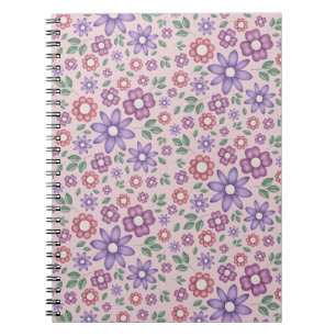romantic dusty rose pastel floral pattern notebook