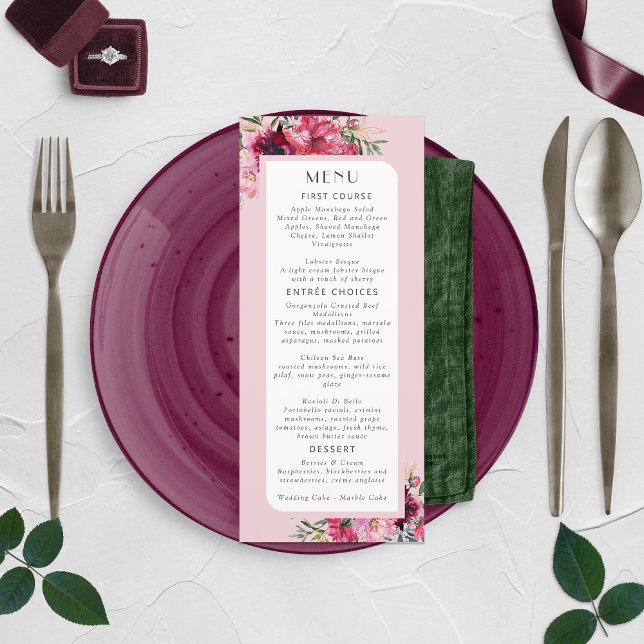 Romantic Dusty Rose Peony Modern Frame Menu (Creator Uploaded)