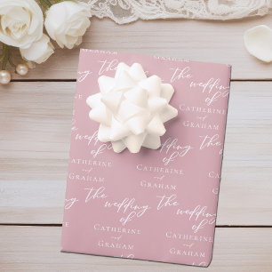 Romantic Dusty Rose Pink Personalized Wedding Wrapping Paper Sheet