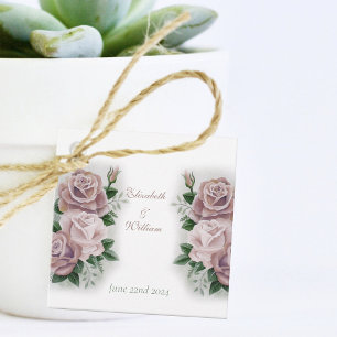 Romantic Dusty Rose Regency Botanical Cameos Favour Tags