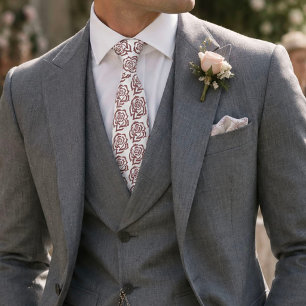 Romantic Dusty Rose Regency Botanical Cameos Tie
