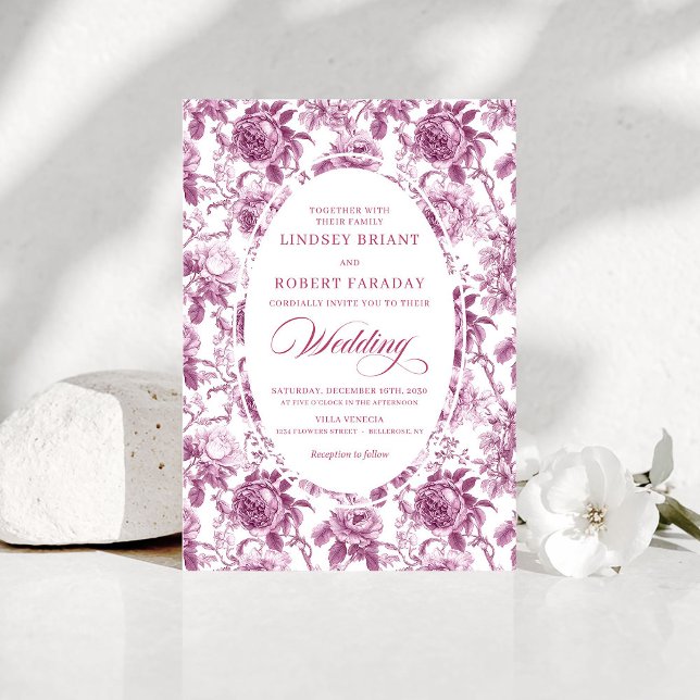 Romantic Dusty Rose Rose Pattern Wedding Invitatio Invitation (Romantic Dusty Rose Rose Pattern Wedding Invitation)