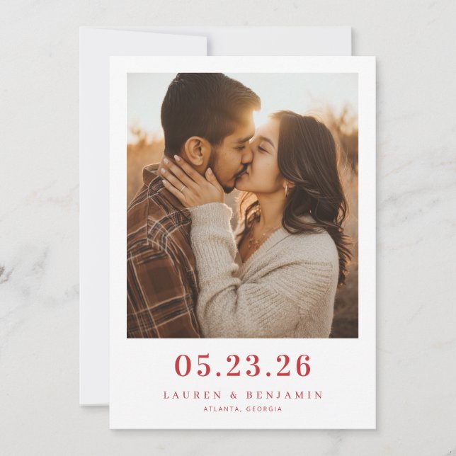 Romantic Earthy Contemporary Photo Save The Date (Front)