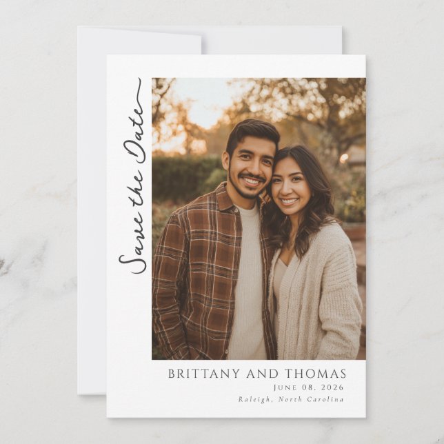 Romantic Earthy Contemporary Photo Save The Date (Front)