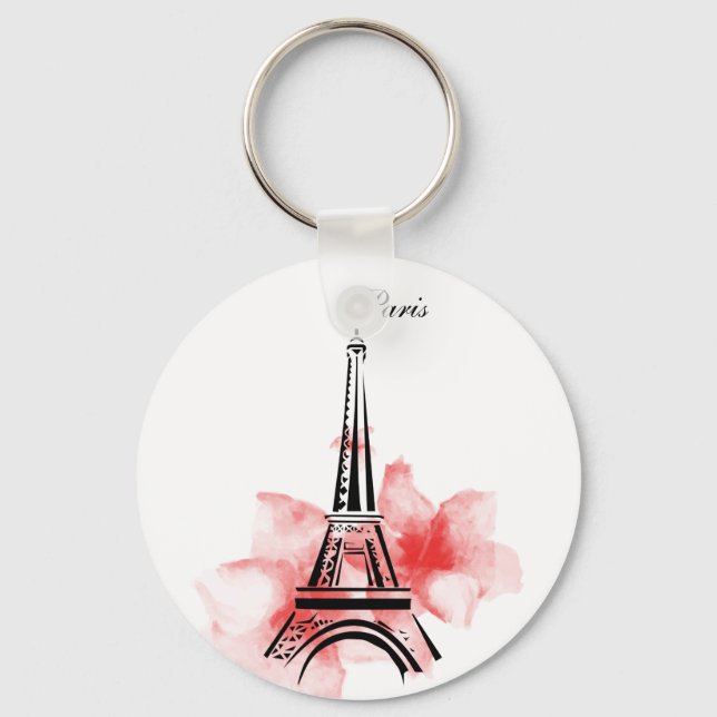 Romantic Eiffel Tower Paris Key Ring (Front)
