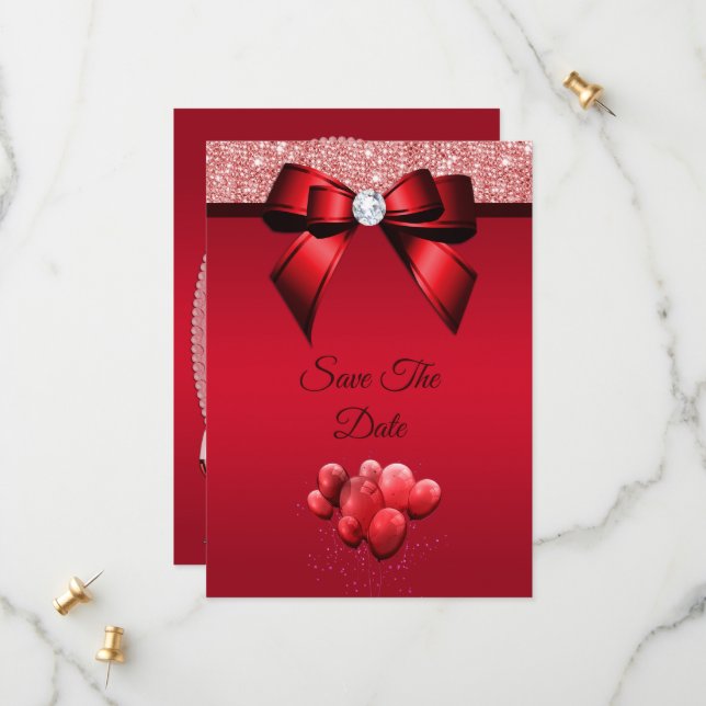 Romantic Elegance Birthday Party Save The Date (Front/Back In Situ)