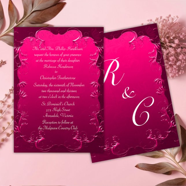 Romantic Elegance Pink Vintage Wedding Invitation (Creator Uploaded)