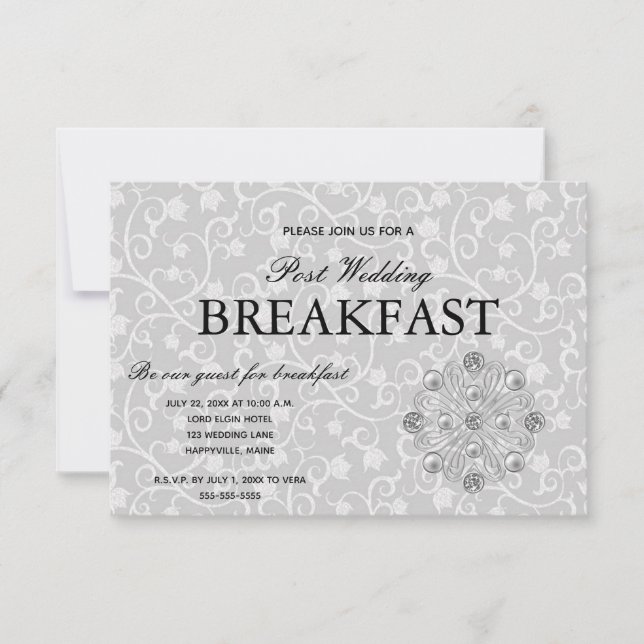 Romantic Elegance Post Wedding Breakfast RSVP Card (Front)