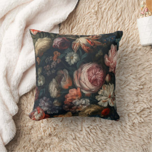 Romantic Elegant Baroque Flowers Oil Painting Cushion
