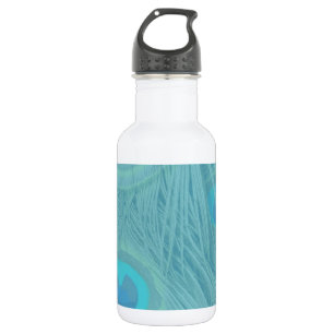 Romantic Elegant Blue Peacock Feathers 532 Ml Water Bottle