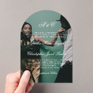 Romantic Elegant Calligraphy Photo Wedding Acrylic Invitations