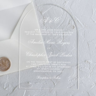 Romantic Elegant Calligraphy Wedding Acrylic Invitations