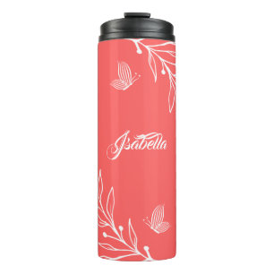 Romantic elegant coral floral  thermal tumbler
