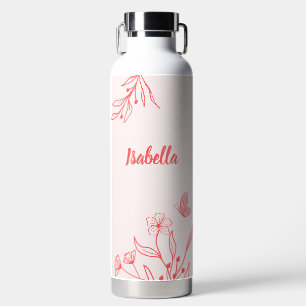 Romantic elegant coral floral  water bottle