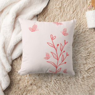 Romantic elegant coral pink floral cushion