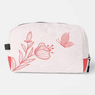 Romantic elegant coral pink floral dopp kit