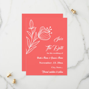 Romantic elegant coral pink floral wedding save the date