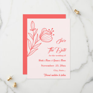 Romantic elegant coral pink floral wedding save the date