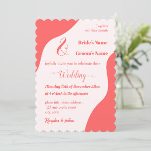 Romantic elegant coral pink wedding invitation