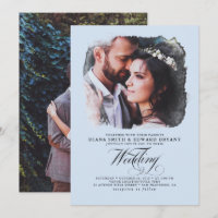 Romantic Elegant Dusty Blue 2 Photos Wedding