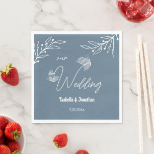 Romantic elegant dusty blue floral napkin