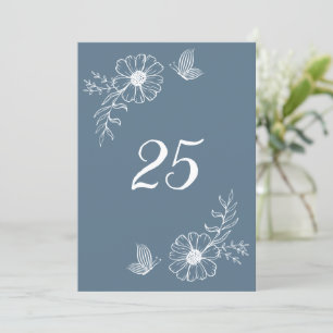 Romantic elegant dusty blue floral table number