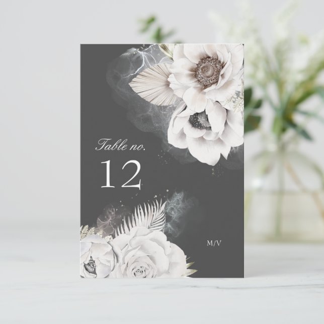 romantic elegant floral wedding table number (Standing Front)
