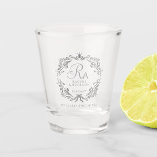 Romantic Elegant Foliage Monogram Shot Glass