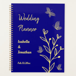 Romantic elegant gold flower royal blue planner
