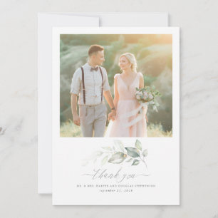 Romantic Elegant Greenery Wedding Thank You Photo