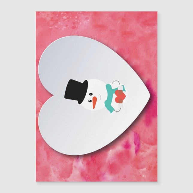Romantic,Elegant, Heart,Snowman Magnetic Card (Front)