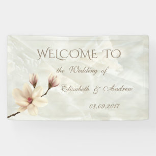 Romantic Elegant Magnolia, Marble Wedding Banner