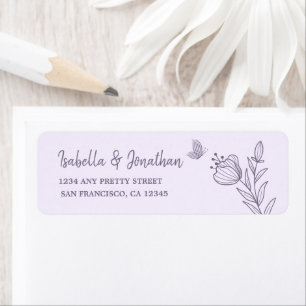 Romantic elegant mauve floral return address label