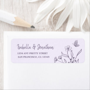 Romantic elegant mauve floral return address return address label
