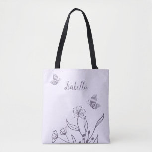 Romantic elegant mauve floral  tote bag