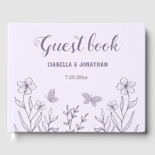 Romantic elegant mauve floral wedding guest book