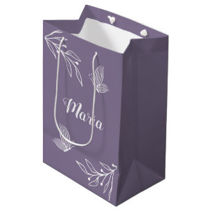 Romantic elegant mauve floral wedding medium gift bag