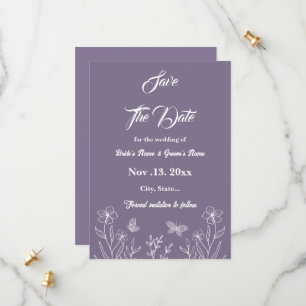 Romantic elegant mauve floral wedding save the date