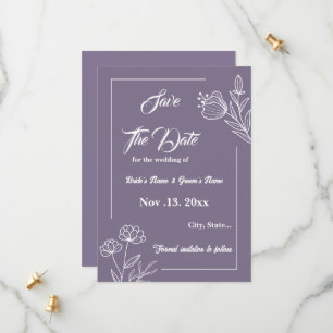 Romantic elegant mauve floral wedding save the date