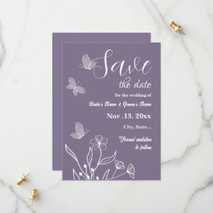 Romantic elegant mauve floral wedding save the date