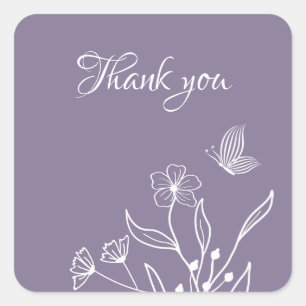 Romantic elegant mauve floral wedding square sticker