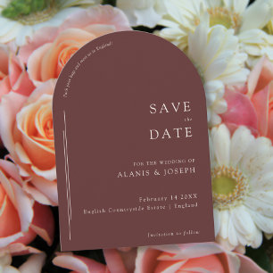 Romantic Elegant Minimalist Dark Burgundy Wedding Save The Date