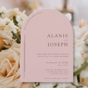 Romantic Elegant Minimalist Pale Rose Arch Wedding Invitation