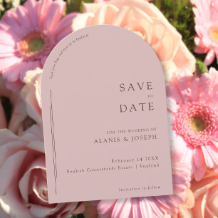Romantic Elegant Minimalist Pale Rose Arch Wedding Save The Date