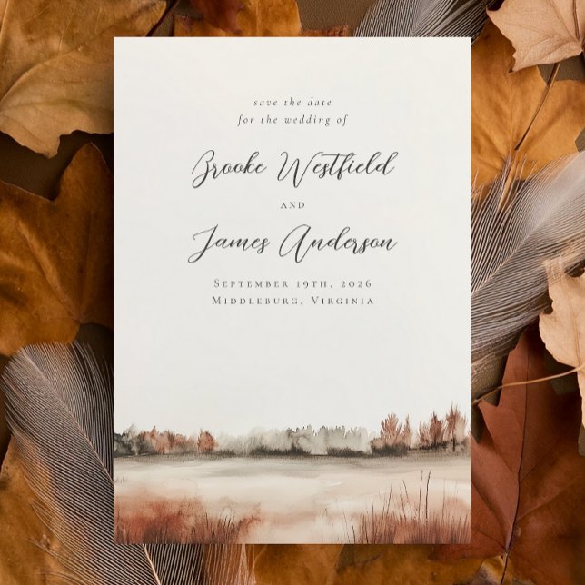 Romantic Elegant Non Photo Fall Wedding Save The Date (Creator Uploaded)