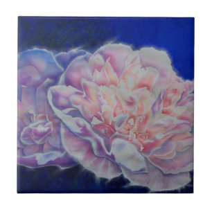 Romantic elegant pink white blue pastel watercolor ceramic tile